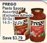 Food Universe Prego pasta sauce assorted offer