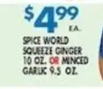 Met Foodmarkets Spice World Squeeze Ginger or Minced Garlic offer