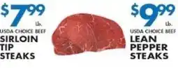 Met Foodmarkets Usda choice beef sirloin tip steaks offer