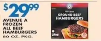 Met Foodmarkets avenue a frozen all beef hamburgers offer