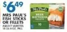 Met Foodmarkets Mrs Paul's fish sticks or fillets offer