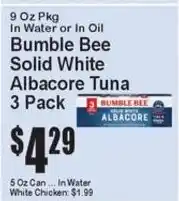 Super Fresh Bumble Bee solid white albacore tuna offer