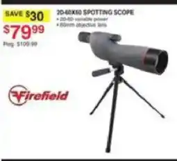 Dunham's Sports Firefield 20-60x60 spotting scope offer