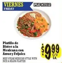 La Michoacana Beef Steak Mexican Style With Rice & Beans Platter offer