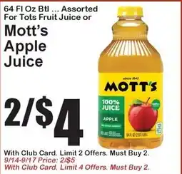 Super Fresh Mott's apple juice offer