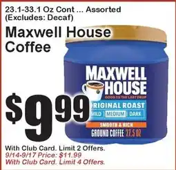 Super Fresh Maxwell House Coffee offer