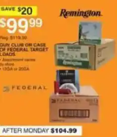 Dunham's Sports Remington gun club or case of federal target loads offer