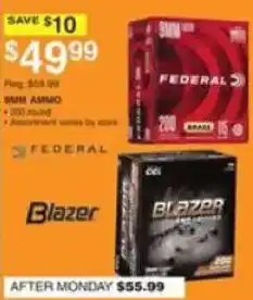 Dunham's Sports Federal 9mm Ammo offer