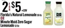Jons International Florida's Natural Lemonade or Minute Maid Zero Sugar Lemonade offer