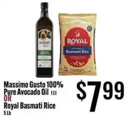 Jons International Massimo Gusto Pure Avocado Oil or Royal Basmati Rice offer