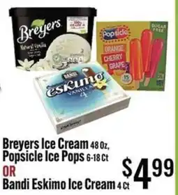 Jons International Breyers Ice Cream, Popsicle Ice pops or Bandi eskimo ice cream offer