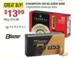 Dunham's Sports Federal Champion or Blazer 9mm offer