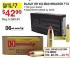 Dunham's Sports Hornady black or 450 bushmaster ftx offer