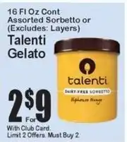 Super Fresh Talenti Gelato offer