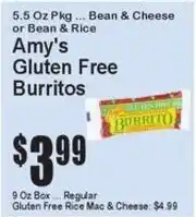 Super Fresh Amy's Gluten Free Burritos offer
