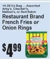 Super Fresh Restaurant Brand French Fries or Onion Rings offer