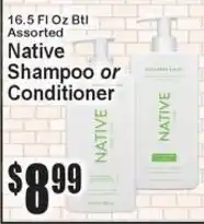 Super Fresh Native shampoo or conditioner offer