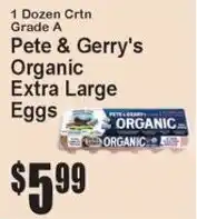 Super Fresh Pete & Gerry's Organic Extra Large Eggs offer