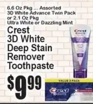Super Fresh Crest 3D White Deep Stain Remover Toothpaste offer