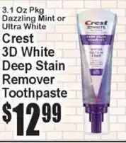 Super Fresh Crest 3D White Deep Stain Remover Toothpaste offer