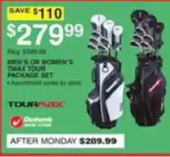 Dunham's Sports Tourplex men's or women's tmx tour package set offer