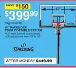 Dunham's Sports Spalding 52" Rapidlock Twist Portable System offer