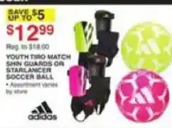 Dunham's Sports Adidas Youth Tiro Match Shin Guards Or Starlancer Soccer Ball offer