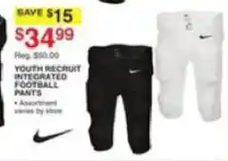 Dunham's Sports Nike youth recruit integrated football pants offer