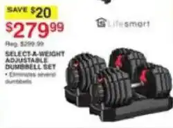 Dunham's Sports Lifesmart select-a-weight adjustable dumbbell set offer