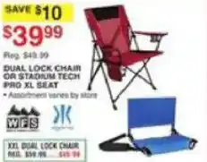 Dunham's Sports Dual lock chair or stadium tech pro xl seat offer