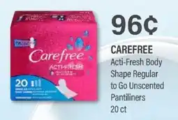 Commissary Carefree Acti-Fresh Body Shape Regular to Go Unscented Pantiliners offer