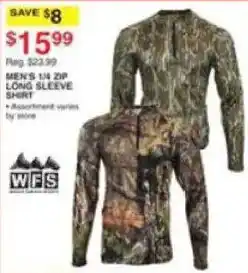 Dunham's Sports Wfs men's 1/4 zip long sleeve shirt offer