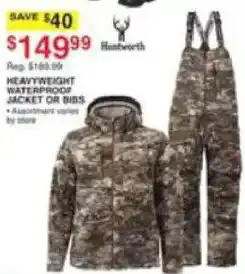 Dunham's Sports Huntworth heavyweight waterproof jacket or bibs offer