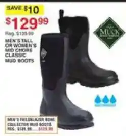 Dunham's Sports Muck men's tall or women's mid chore classic mud boots offer