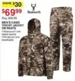 Dunham's Sports Huntworth Men's Camo Tricot Jacket or Pants offer