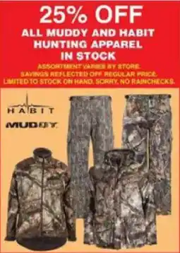 Dunham's Sports Muddy and Habit Hunting Apparel offer