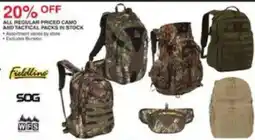 Dunham's Sports Fieldline all regular priced camo and tactical packs offer