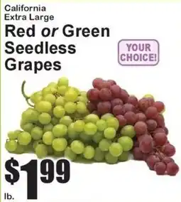 Super Fresh California red or green seedless grapes offer