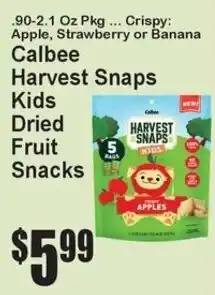 Super Fresh Calbee Harvest Snaps Kids Dried Fruit Snacks offer