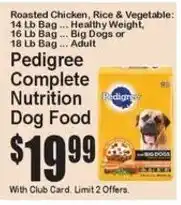 Super Fresh Pedigree complete nutrition dog food offer