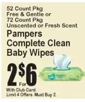 Super Fresh Pampers complete clean baby wipes offer