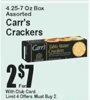 Super Fresh Carr's Crackers offer