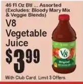 Super Fresh V8 vegetable juice offer