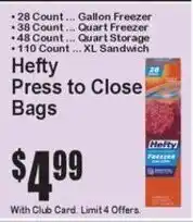 Super Fresh Hefty press to close bags offer