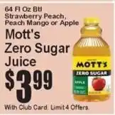 Super Fresh Mott's Zero Sugar Juice offer