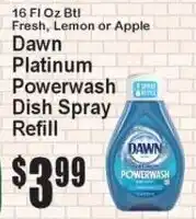 Super Fresh Dawn platinum powerwash dish spray refill offer