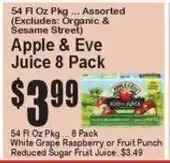 Super Fresh Apple & Eve Juice 8 Pack offer