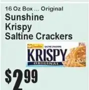 Super Fresh Sunshine Krispy Saltine Crackers offer