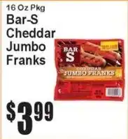 Super Fresh Bar-S cheddar jumbo franks offer