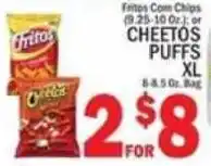 C Town Fritos Corn Chips or Cheetos Puffs XL offer